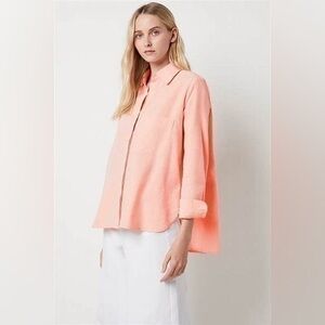 French Connection Siti Oversized Cotton Oxford Shirt XS peach orange